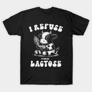 I Refuse To Tolerate Lactose Cow Eating Ice Cream And Reading A Book T-Shirt